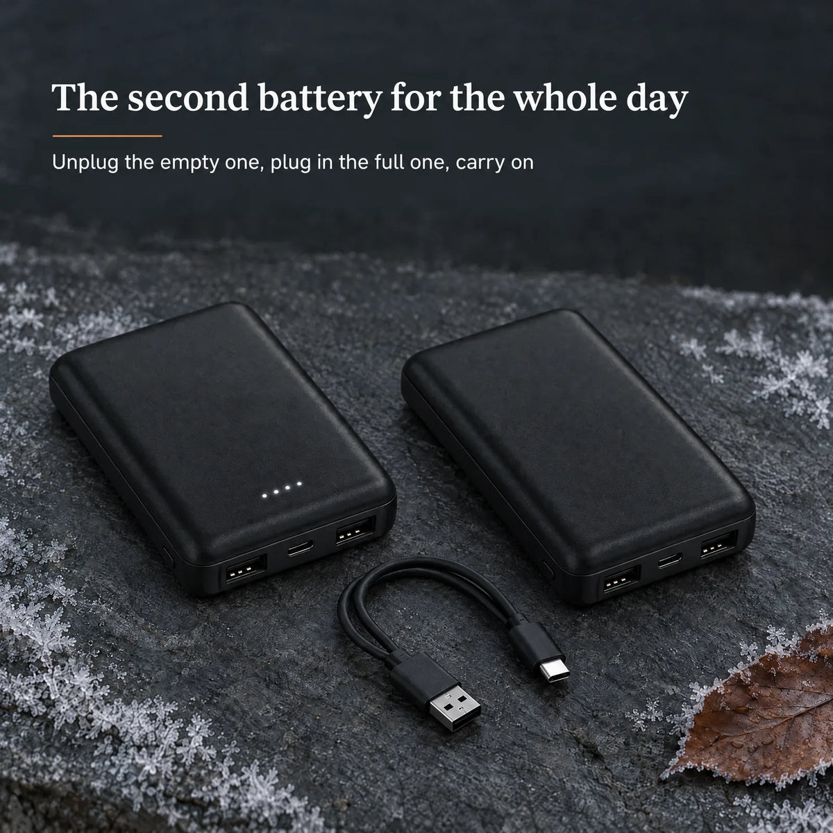 Two power banks side by side: the second battery for the whole day