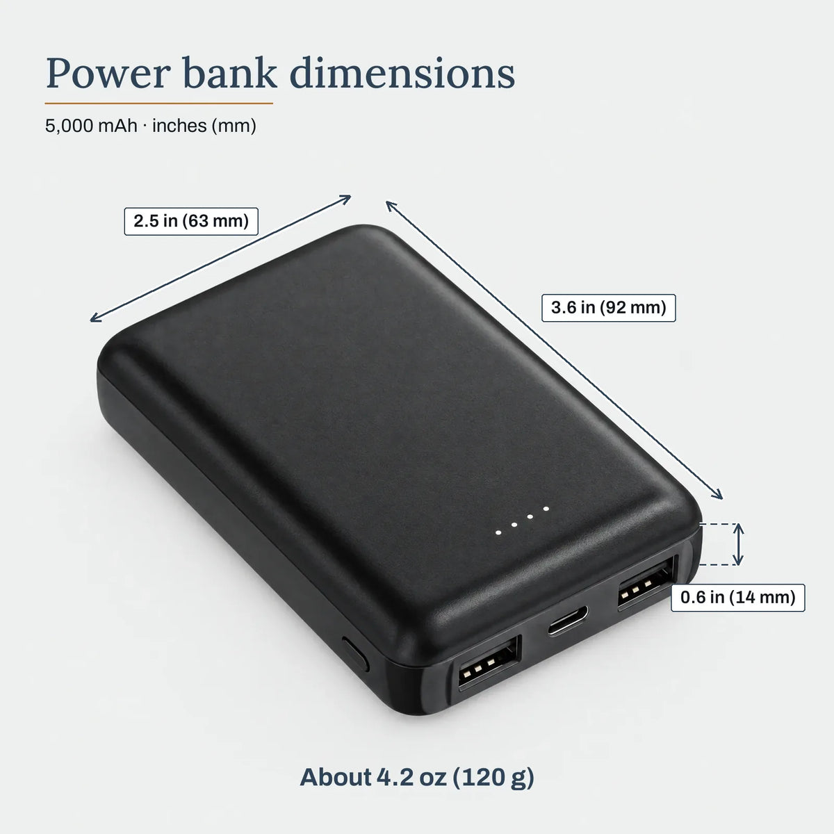 Power bank dimensions – Power Bank 5,000 mAh for Heated Apparel