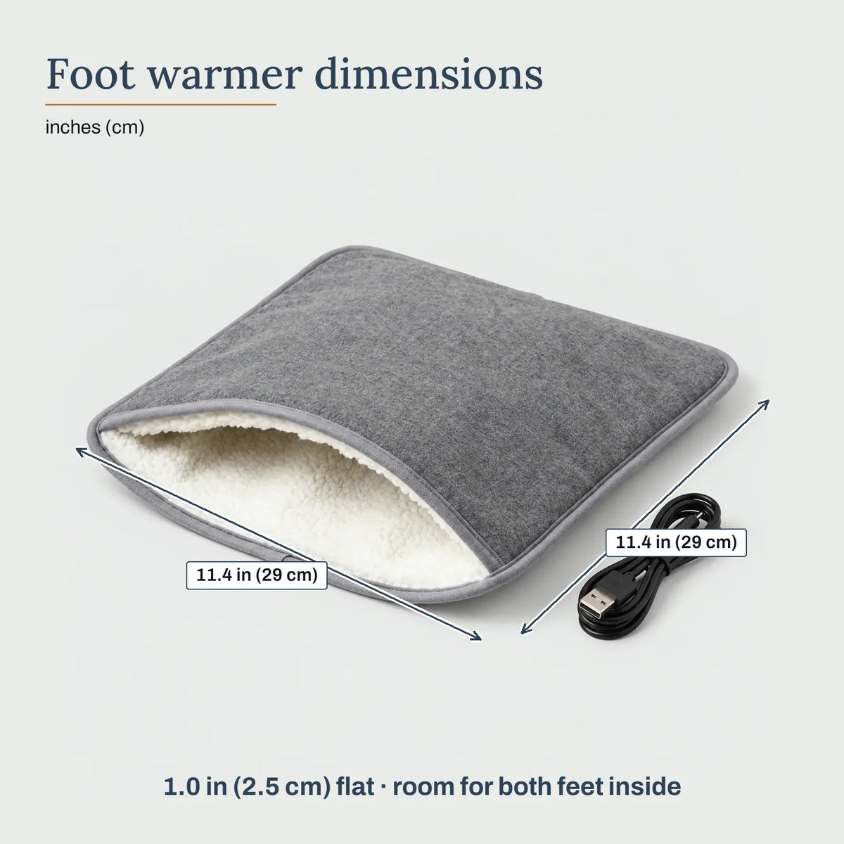 Foot warmer dimensions – USB Foot Warmer with Washable Cover