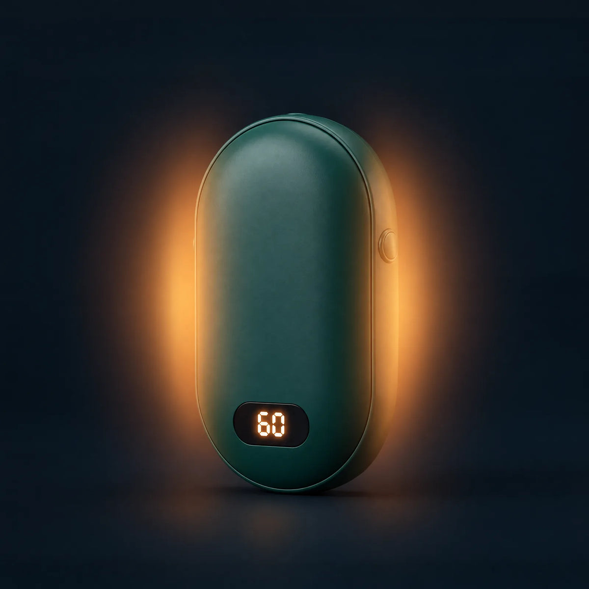 Rechargeable hand warmer giving off warmth on both sides